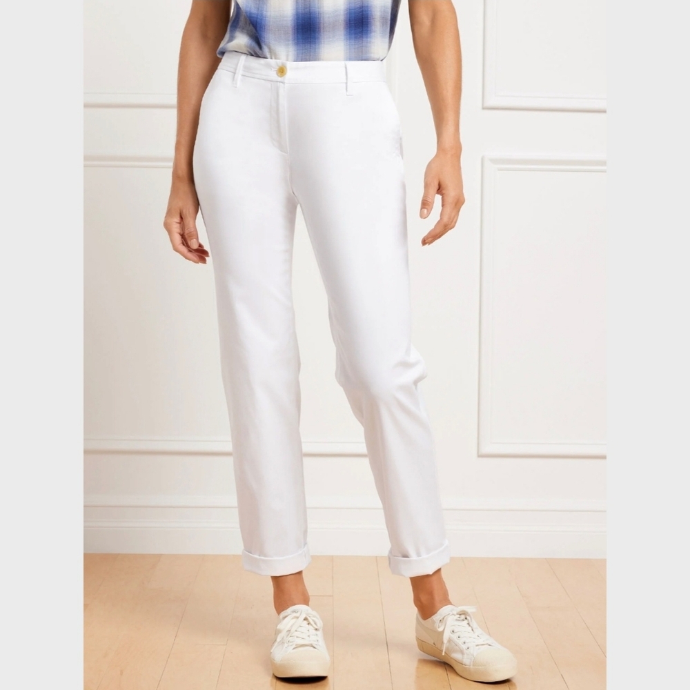 Talbots Relaxed Ankle Cotton Chino Pants White